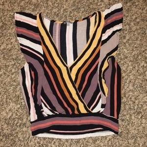 Multi Color Striped Ruffled Shirt